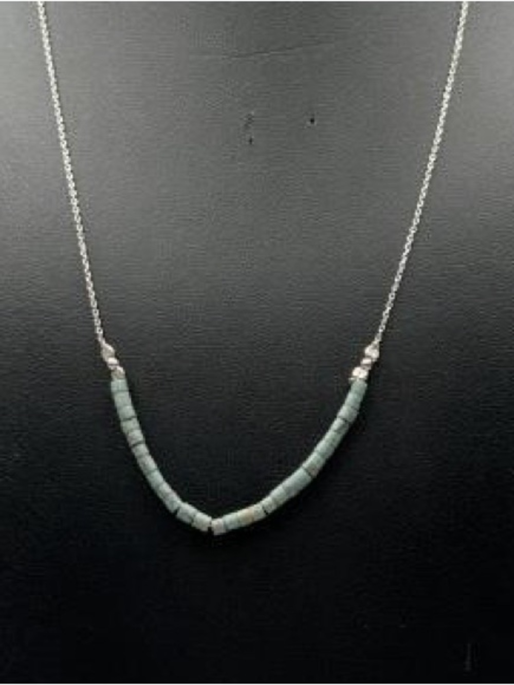 Delicate Silver Flat Cable Chain 16" Necklace with Genuine Turquoise Beads